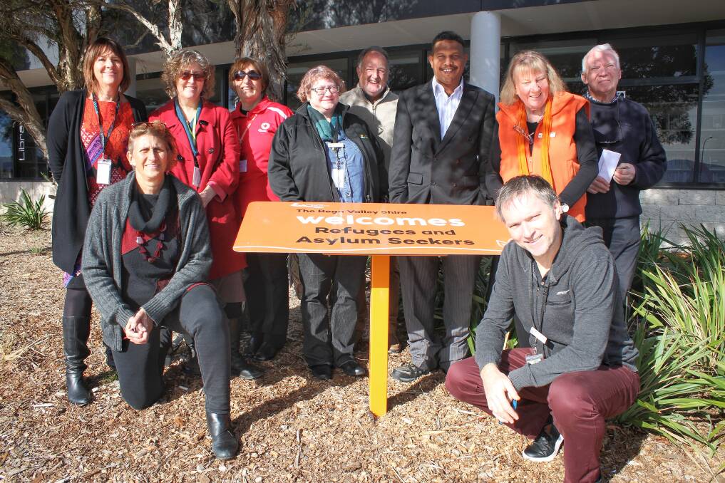 WELCOME: Representatives from Bega Valley Shire Council, Social Justice Advocates, Red Cross, and Bega Valley Rural Australians for Refugees with Sudanese born refugee Hasanin Ahmed. Picture: Alasdair McDonald