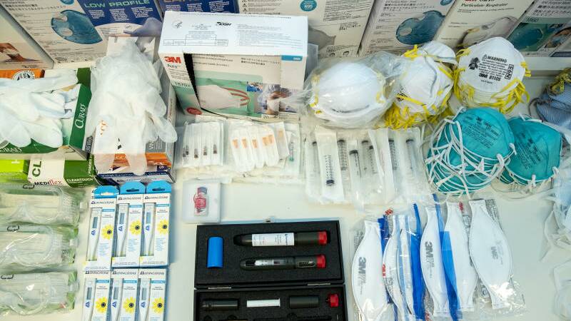 A sample of the items in Australia's National Medical Stockpile. Picture: Sitthixay Ditthavong 
