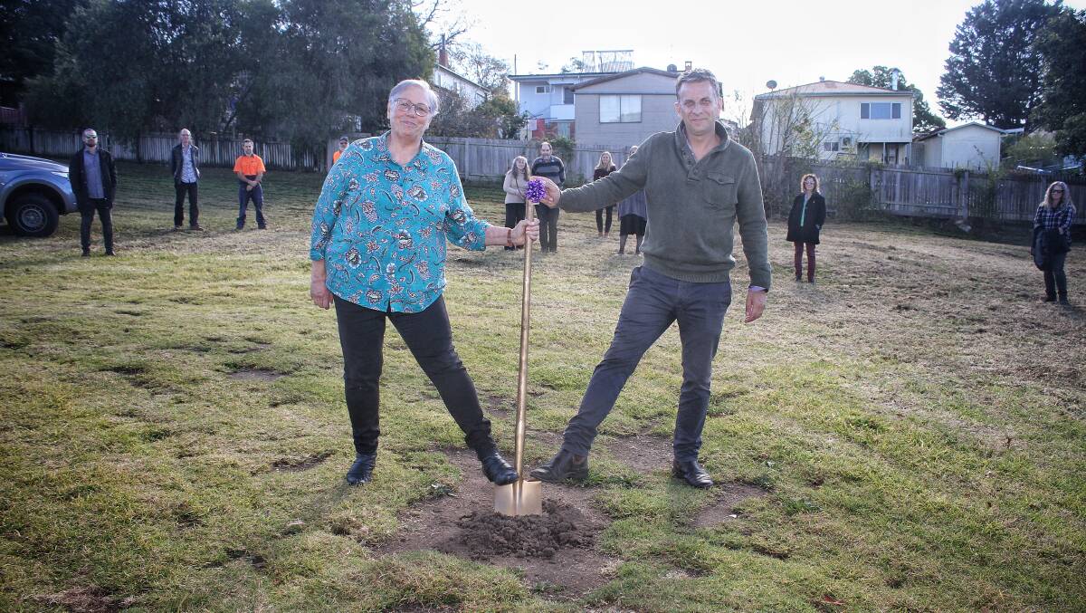 SHOVEL READY: Tulgeen Disability Services' Jennifer Russell with Bega MP Andrew Constance on Friday as construction begins on new housing.