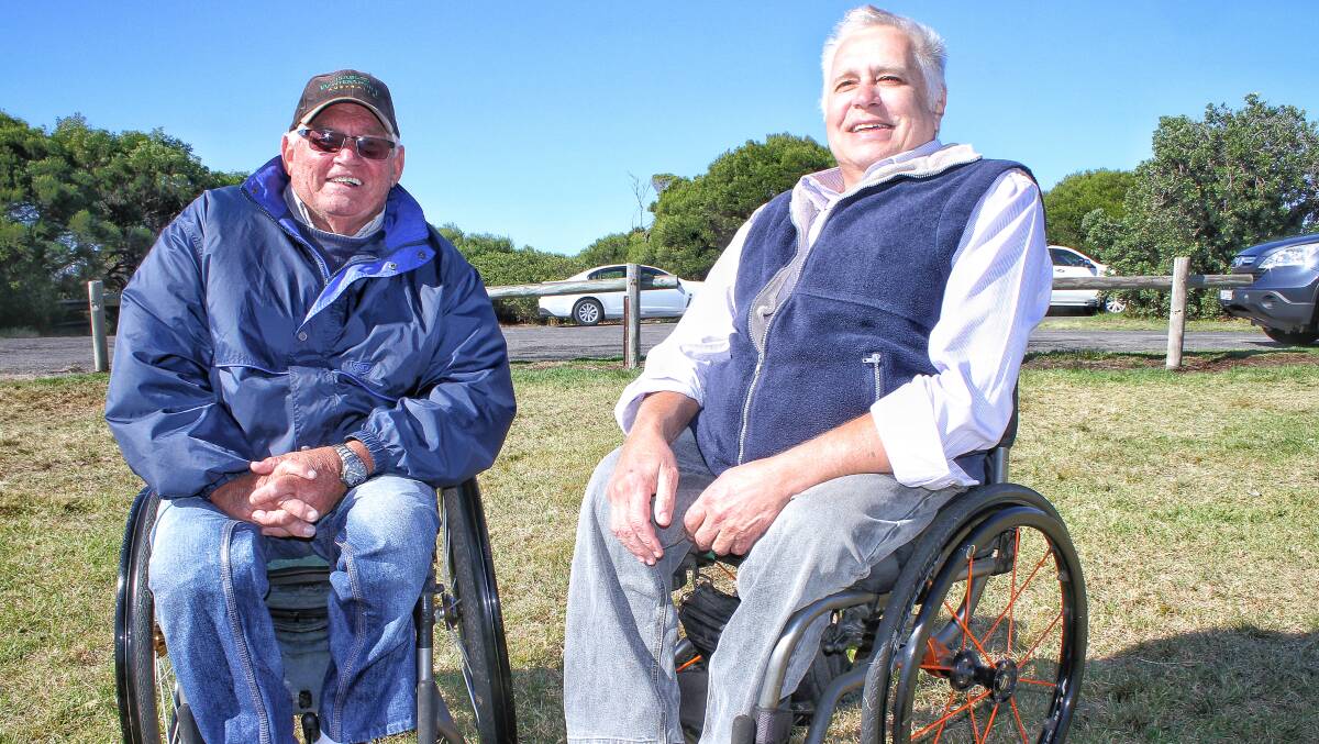 Ron Finneran and Chris Sparks after Monday's announcement at Tathra Headland. Photo: Alasdair McDonald