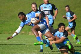POWER HOUSE: Bombala mighty Wame Belolevu steps through the Moruya defence in Sunday's exciting first grade game against the Moruya Sharks.