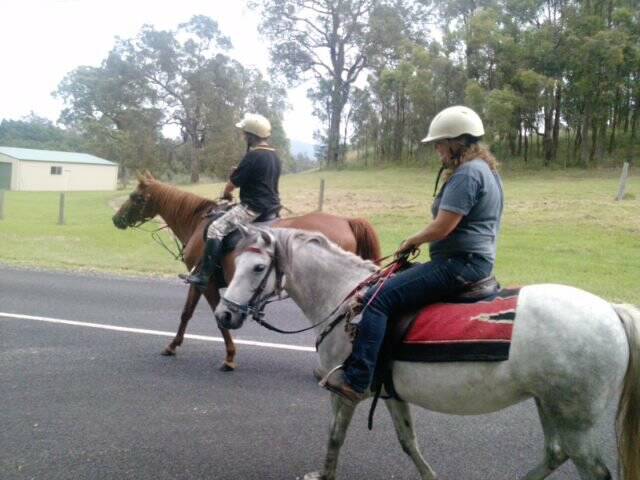 Jo Rugg and Di Johnston riding out on Bodalla Park Drive have had some close calls over recent years with drivers seemingly oblivious to the riders and horses.