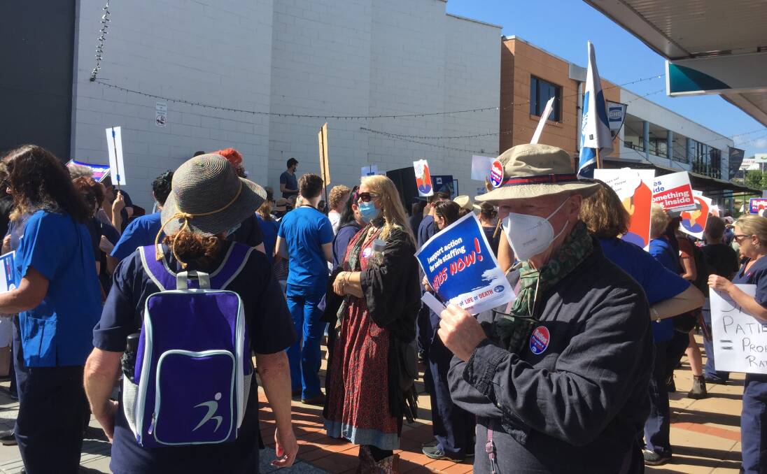 Nurses, midwives and the public protesting at a previous rally held in Bega.