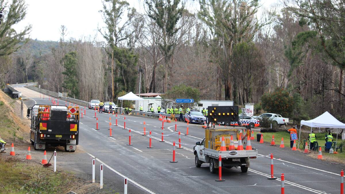 A picture of the operation on the Victorian-NSW border at Timbillica on Friday. Picture: Leah Szanto