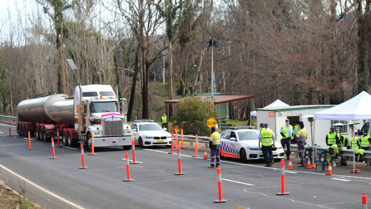 A picture of the operation on the Victorian-NSW border at Timbillica on Friday. Picture: Leah Szanto