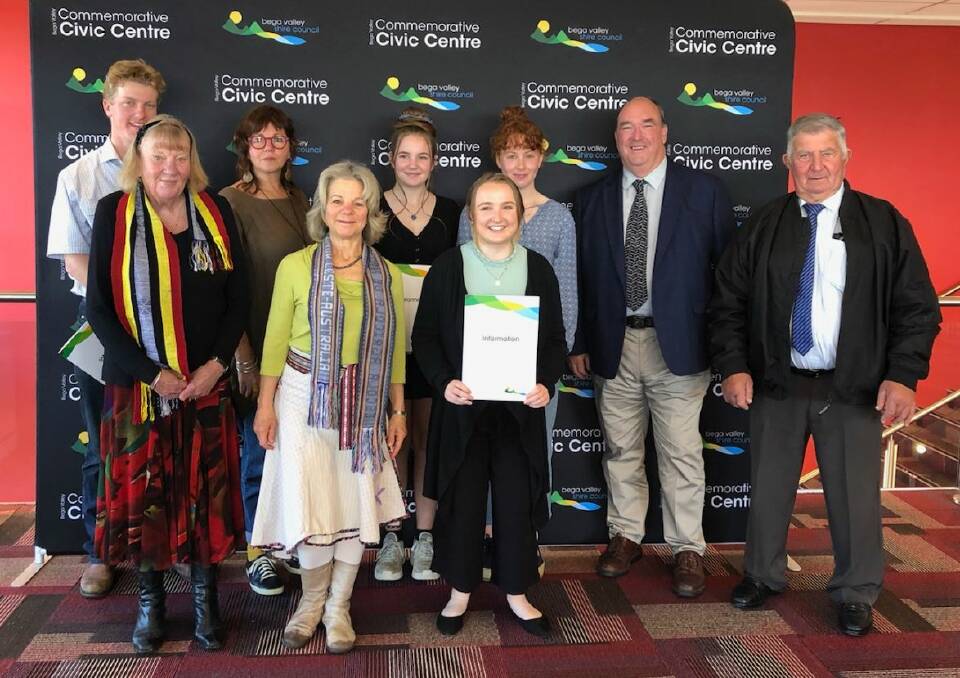 Photo: From left: Craig Pearce, Cr Liz Seckold, Cr Jo Dodds, Cr Cathy Griff, Jessica Duthie, Teah Strang, Zoe Pentin, Mayor Fitzpatrick and Cr Tony Allen. 
