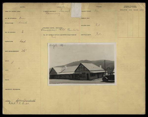 Robbie Burns Hotel, 1931, from Tooth and Co. Yellow Cards, Noel Butlin Archives Centre, Australian National University. 