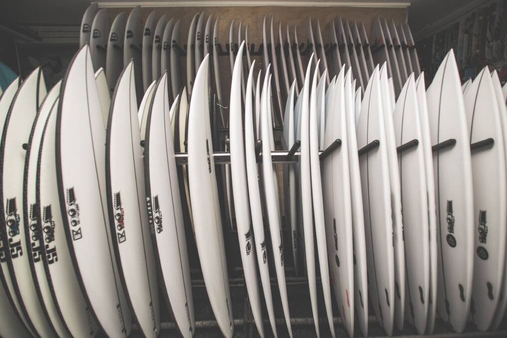 Boards lined up at Zink surf, Kiama. Picture: Georgia Matts