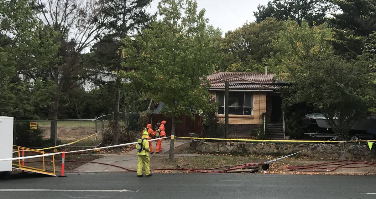 An ACT Fire and Rescue Hazmat Unit and the AFP Bomb Squad attended the scene when Schneider's drug lab was first raided. Picture: Cassandra Morgan