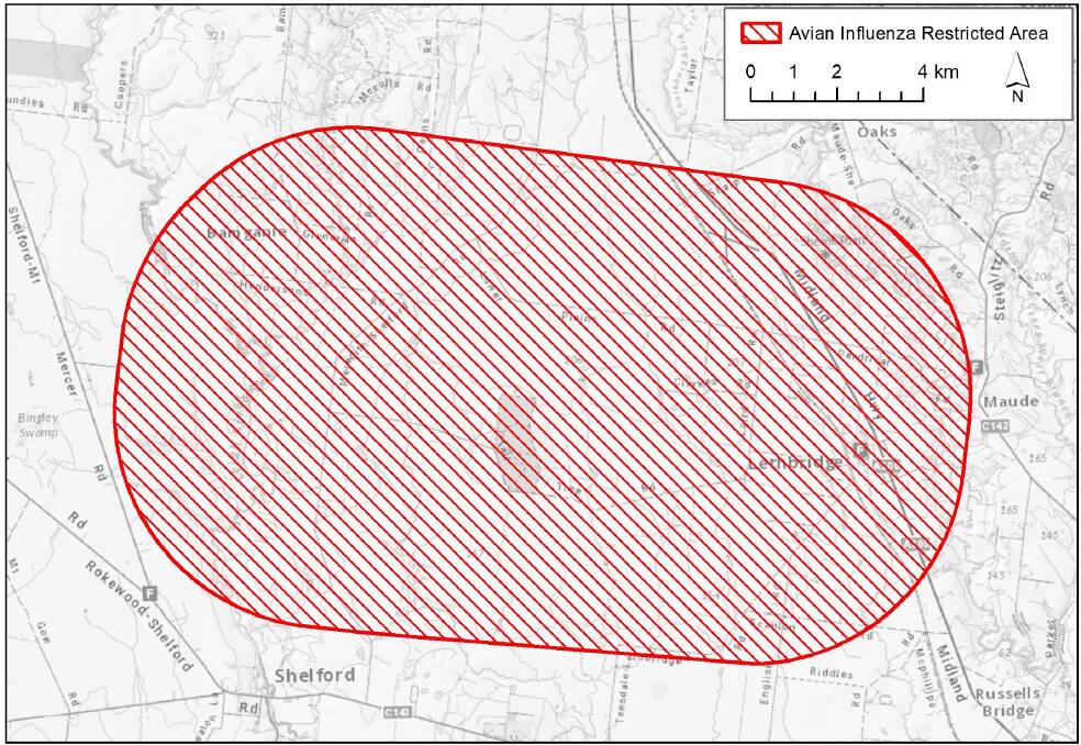The restricted area around Lethbridge. Source: Agriculture Victoria