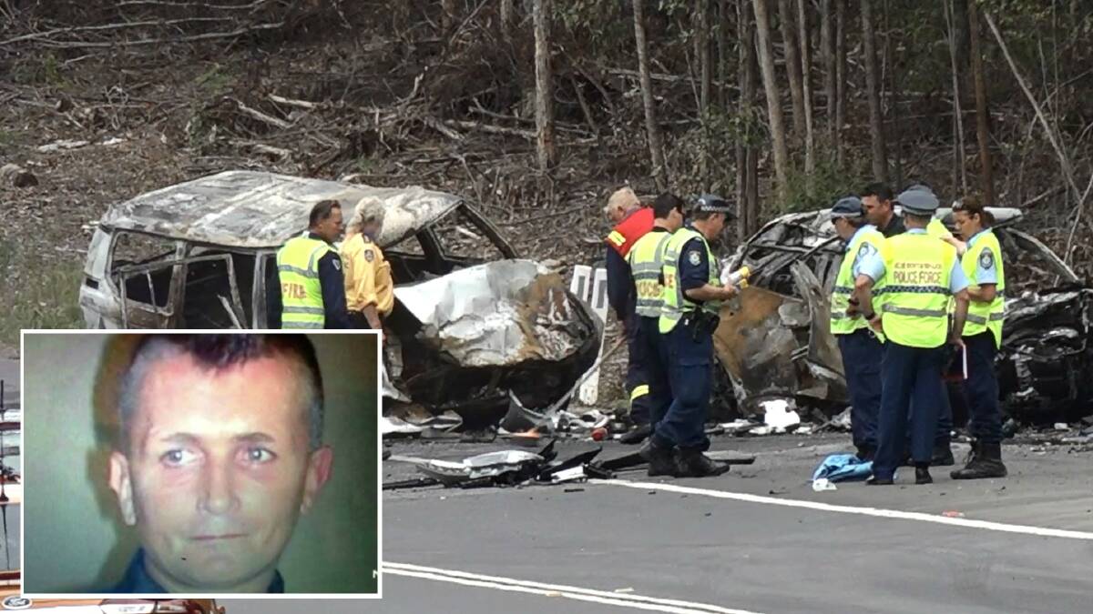 Four people, including Craig Whitall - inset, have died as the result of a crash on the Princes Highway at Bendalong on Boxing Day. Picture: TNV Inset picture: 7 News.
