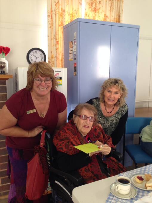Happy Birthday: The CWA Bega Branch has marked the 95th birthday of Nisette Reeling. Pictured are Nisette with her daughter Nelleke Gorton (right) and branch president, Stephanie Stanhope.