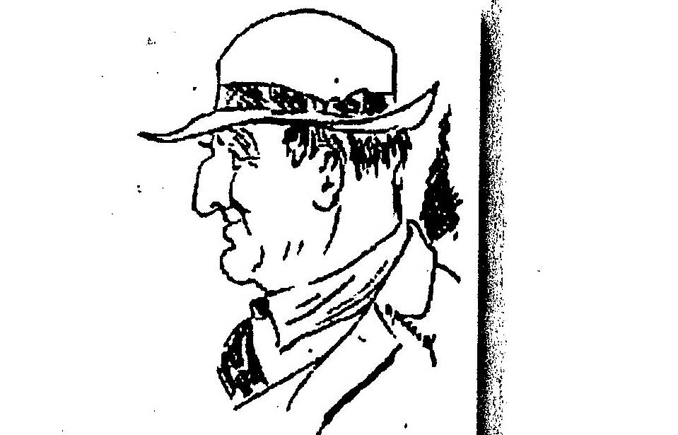 Show spirit: A sketch of Mr T J Kelly, president of the Bega A P and H Society in 1945. He previously managed the South Coast exhibit at the Sydney Royal.