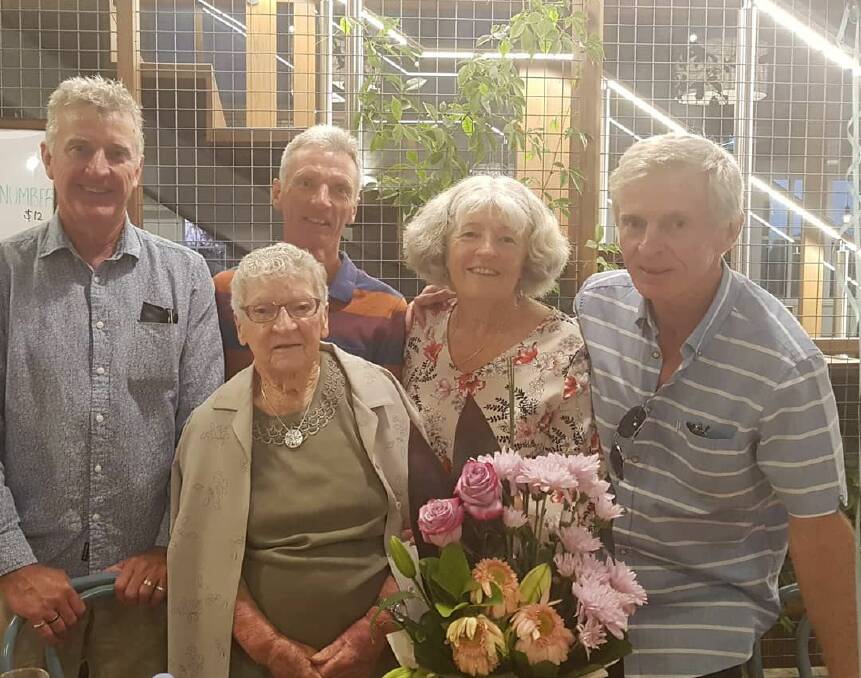 Birthday celebration: Happy 90th birthday to Betty Rose of Tathra pictured here with her children Stephen, Peter, Gail and Lawrence at the Tathra Hotel.