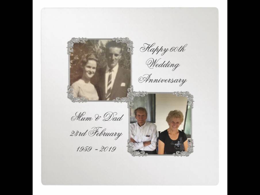 Big occasion: A very happy anniversary to Sue and Bobby Staples who marked 60 years of marriage on February 23. From Susan Staples and family.