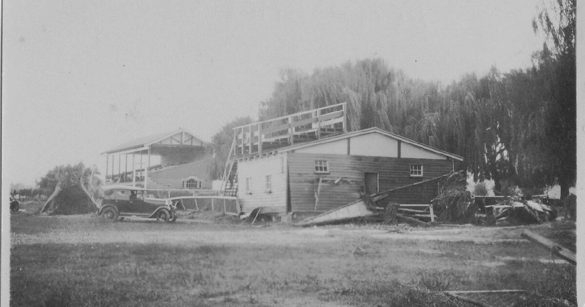 Aftermath: Damage to the Bega Racecourse in the 1934 flood. The year 1934 brought a total of 72 inches 19 points, one of Bega’s wettest years.