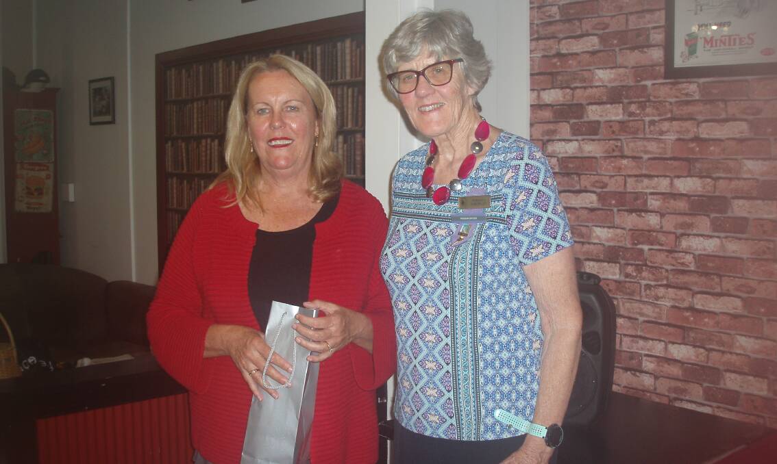 Bega Evening VIEW Club: Sue Atkins was the guest speaker at last month's VIEW Dinner. She is pictured here accepting a thankyou gift from Veronica Northcott. 