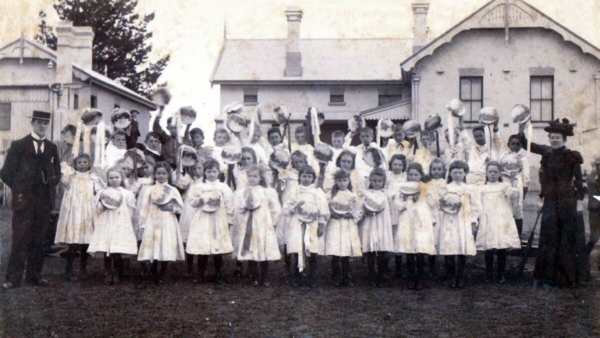 A well-schooled bunch: Bega Primary pupils in front of the school in 1895.