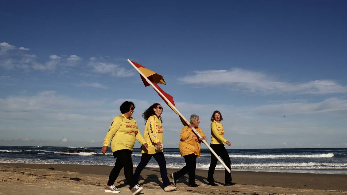 TRAILBLAZERS: Tina Morelli, Leanne Smith, Nella Keenan and Ruth Cooke were among the first eight Illawarra women who gained their Bronze Medallion in 1980 and actively patrolled Port Kembla beach as life savers. Picture: Adam McLean
