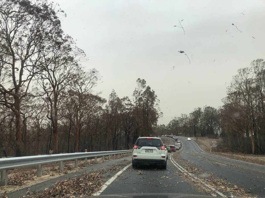 Traffic has built up on the Princes Highway between Mogo and Batemans Bay on Thursday morning. Be cautious and drive to conditions.