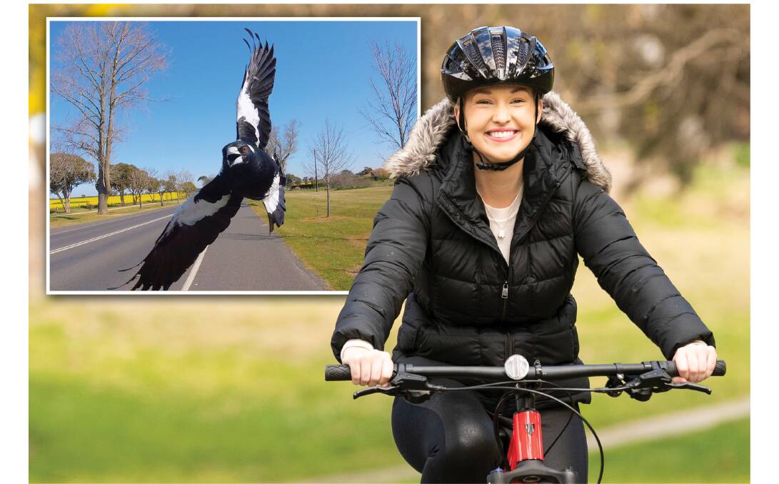 Jodie Rowlinson was swooped while riding her bike. Pictures: Keegan Carroll, Shutterstock
