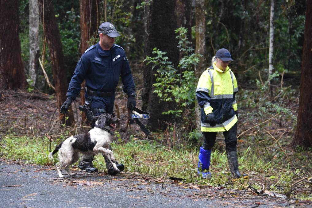 Cadaver dogs assisted police in the search on Monday. 