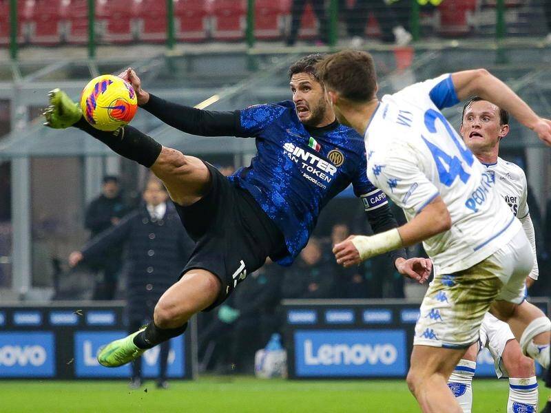 Andrea Ranocchia scores for Inter Milan in a 3-2 extra time win over Empoli in the Italian Cup.