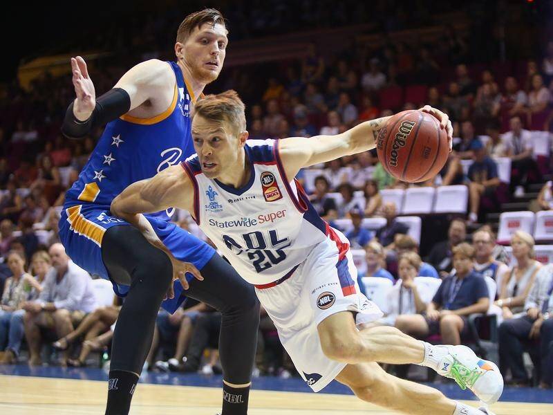 Nathan Sobey (R) has equal top scored with 24 points in Adelaide's 101-91 NBL defeat of Brisbane.