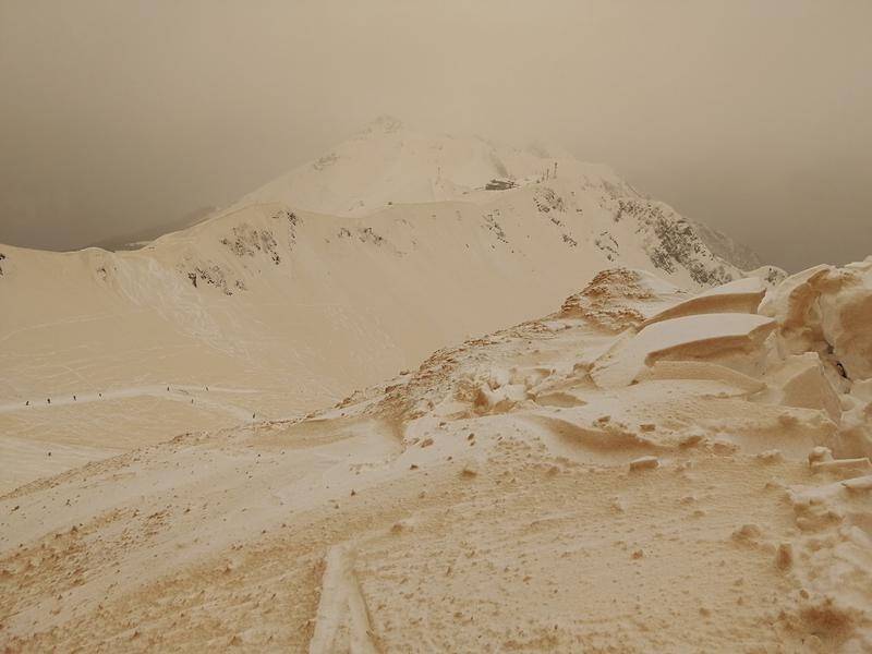 Dust from the Sahara has spread over Europe, turning snow orange in colour or causing a haze.