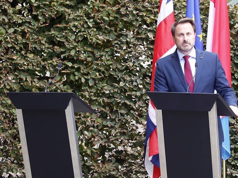 Luxembourg's PM Xavier Bettel continues a joint press conference without Britain's Boris Johnson.