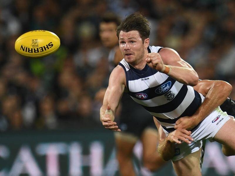 A hard-working Patrick Dangerfield has helped Geelong to a 34-point AFL win over Port Adelaide.