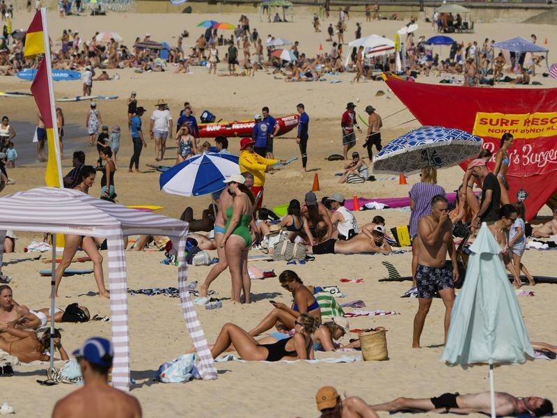 Sydneysiders have flocked to the beach as temperatures climbed to more than 40C. (AP PHOTO)