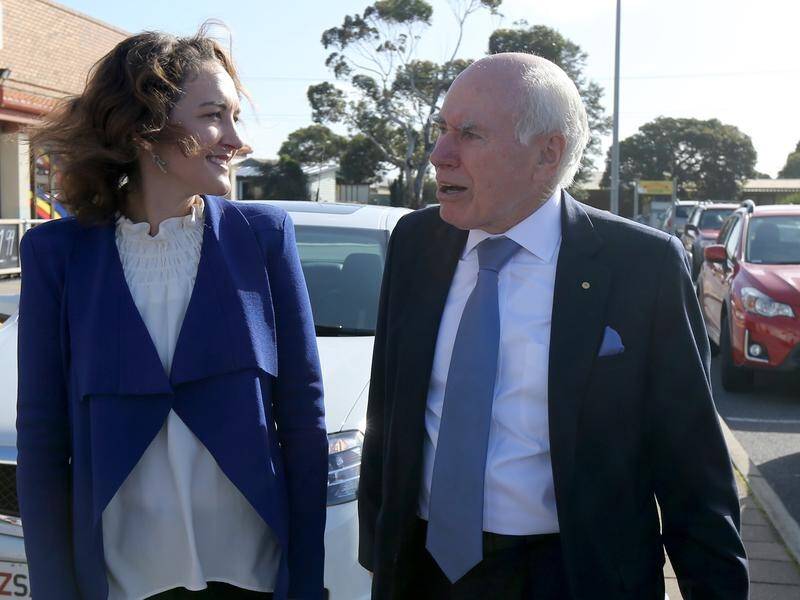 Former prime minister John Howard is campaigning with Liberal Candidate for Mayo Georgina Downer.