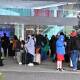 Passengers were forced to leave the terminal after reports of shots at Canberra Airport. (Mick Tsikas/AAP PHOTOS)
