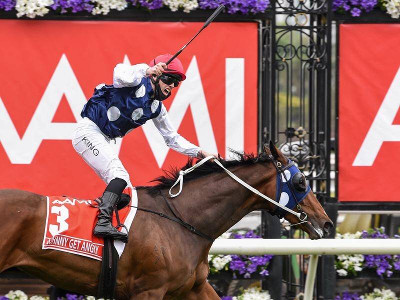 Johnny Get Angry has upstaged his more fashionable rivals to win the $2 million Victoria Derby.