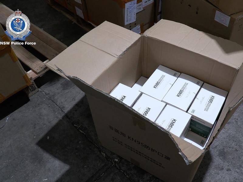 Dozens of boxes of rapid antigen tests and KN95 face masks were found in a Sydney storage unit.