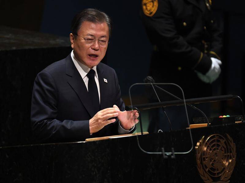 South Korea's President Moon Jae-in has called for a declaration to formally end the Korean War.