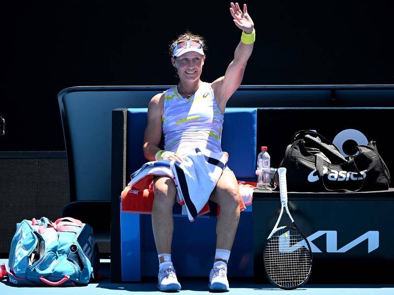 Samantha Stosur has bowed out of the Australian Open singles for the 20th and final time.