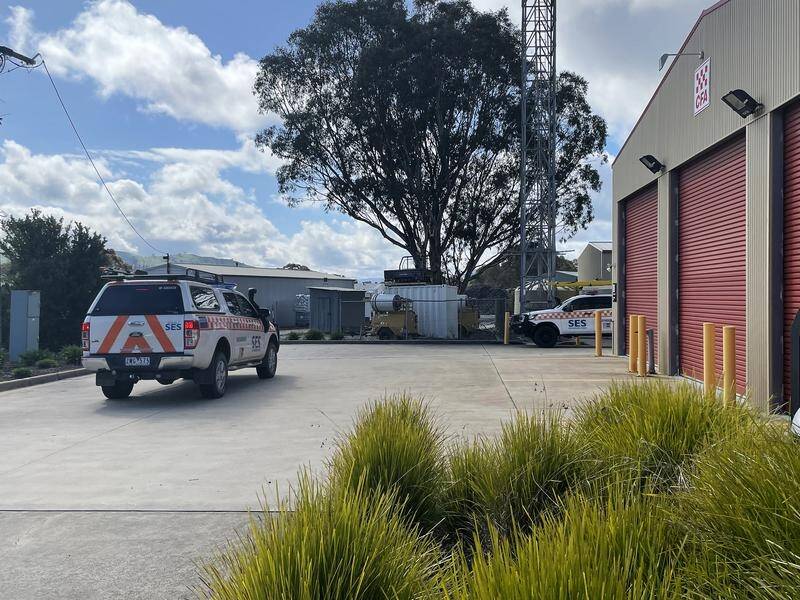 Tallangatta's CFA station, where the search for a missing pilot and plane was coordinated. (Adrian Black/AAP PHOTOS)
