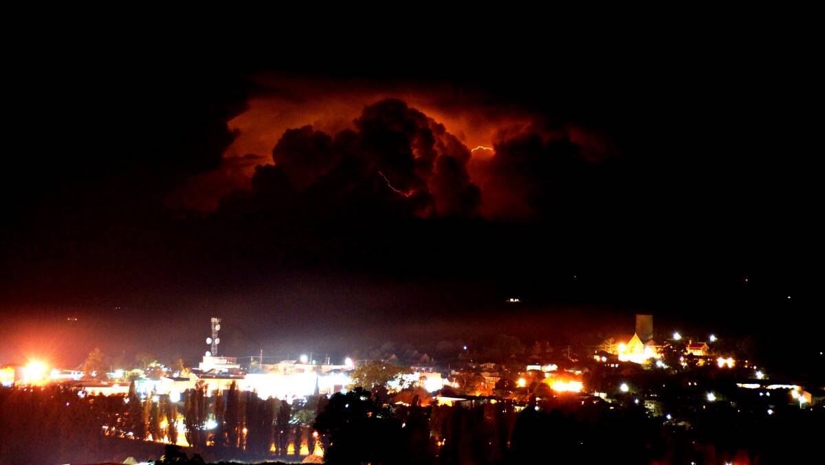 Lightning over Bega Wednesday night. Photo: Raymond Toms.