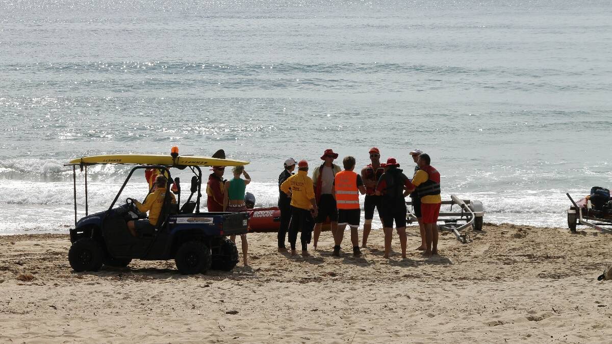 Searchers at the scene of a suspected shark attack at Tathra. PHOTO: BEN SMYTH, Bega District News 