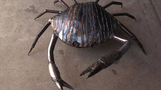 Braidwood Central School student Tom Blundell's crab made from stell and found objects.