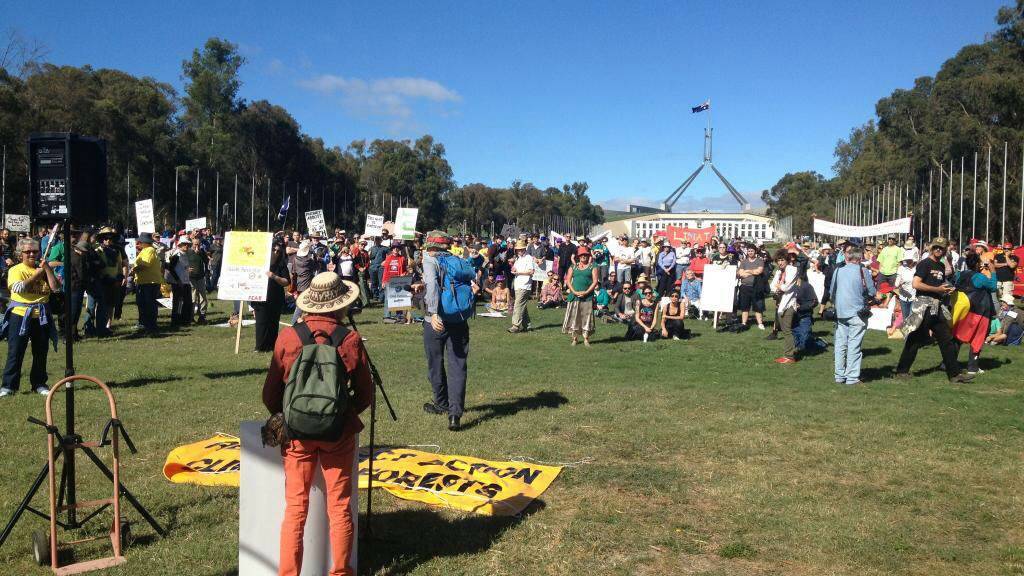 The March in March at Parliament House in Canberra.
