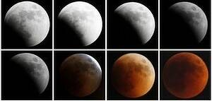 The moon will undergo a series of different appearances during its total lunar eclipse in the dark of the Earth’s shadow.  