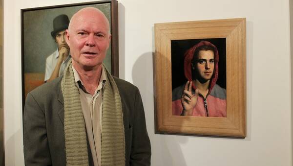 Judge Michael Desmond names Sydney artist Neil Moore’s “Portrait of Claudio” as the winning entry in the 2012 Shirley Hannan National Portrait Award. The 2014 winner will be announced Friday night.