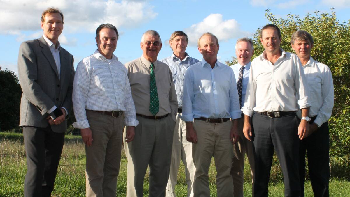 The full board of South East Local Land Services met for the first time in Bega this week (from left) Ken Garner, Gavin Whiteley, Ian Denny, Mac Wilson, Chris Shannon, Stuart Burge, David Mitchell and Barry Gay.