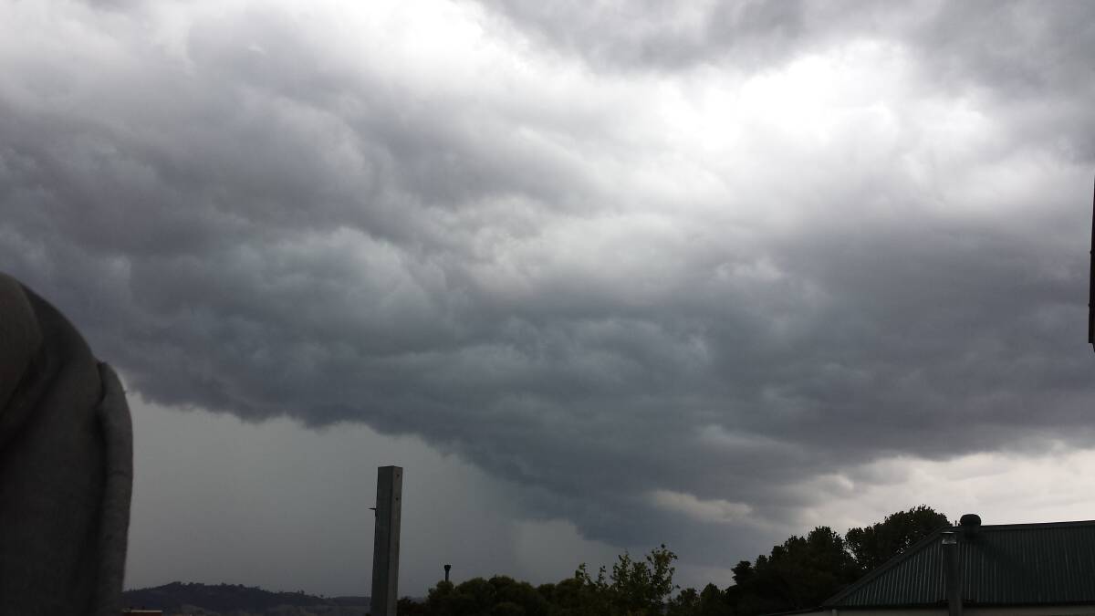 Bega resident Terri Cheer captured this image as rain begins to fall on Wednesday.