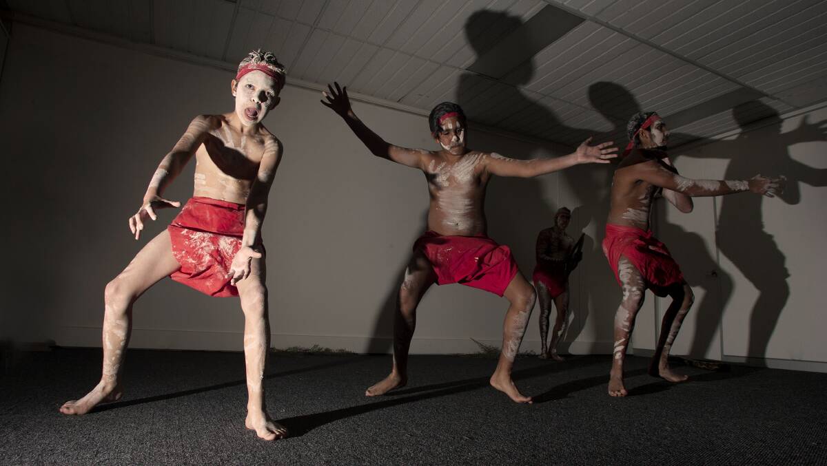 Traditional dancers perform at the Bega Valley Regional Gallery. Photo: Peter Smith.