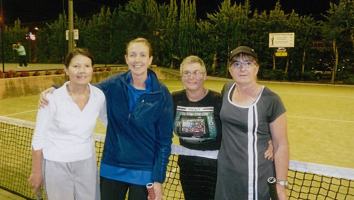 • Relaxing after a clash in the division two semi-finals are (from left) Stephanie Symons, Michelle Jones, Corinne Markov and Sharon Blacka. 