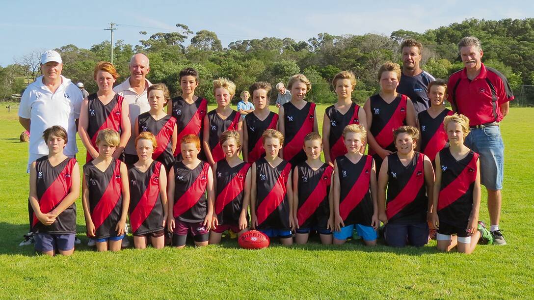 • The selected Imlay Bombers AFL team which will travel to Batemans Bay to compete in the South Coast Marlins carnival. Photo: Shirley Rixon.